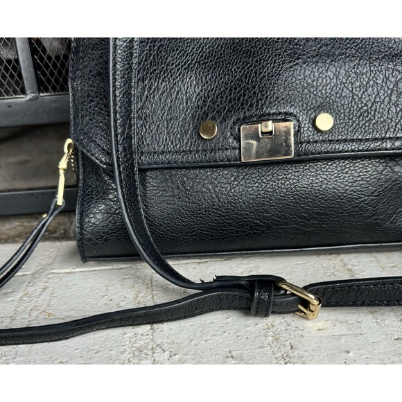 Sole Society  Black Pebbled Leather With Gold Tone Adjustable Strap‎ Crossbody - Picture 5 of 15